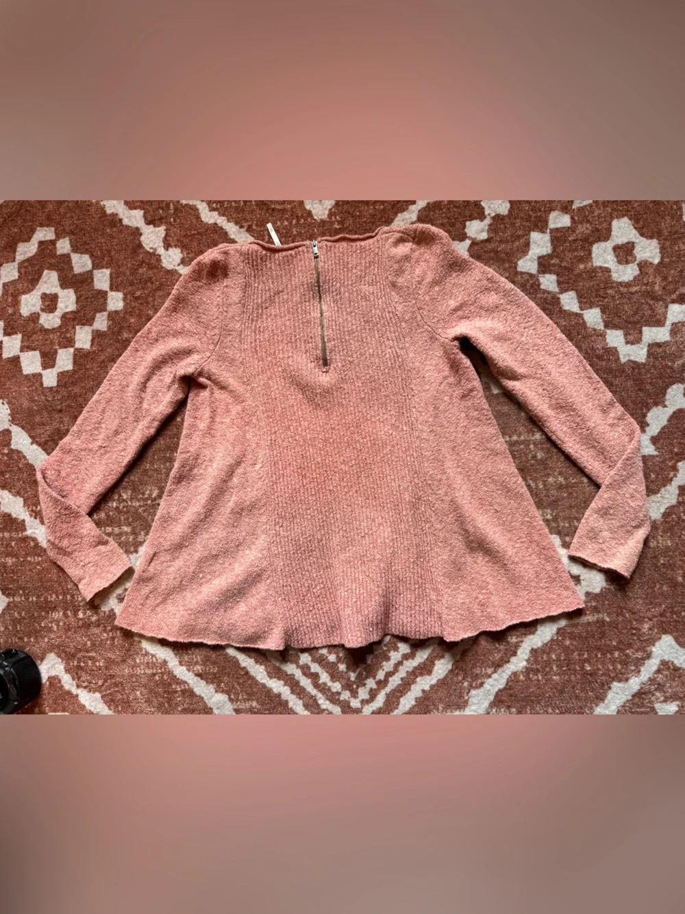 Free people boucle textured baby doll scoop square neck ribbed sweater xs